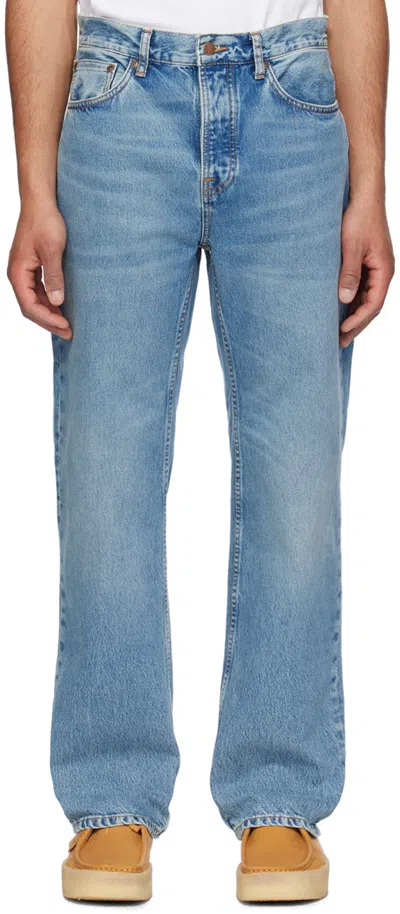 Nudie Jeans Blue Tuff Tony Jeans In Signs Of Life