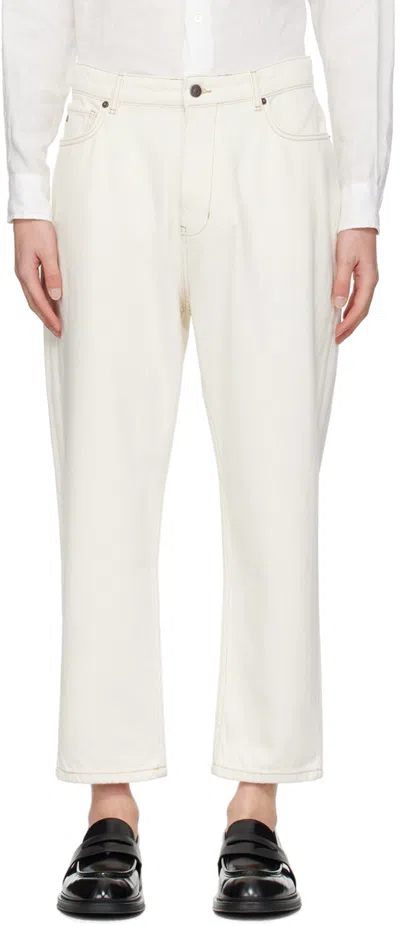 Emporio Armani Off-white Embossed Jeans In Vanilla