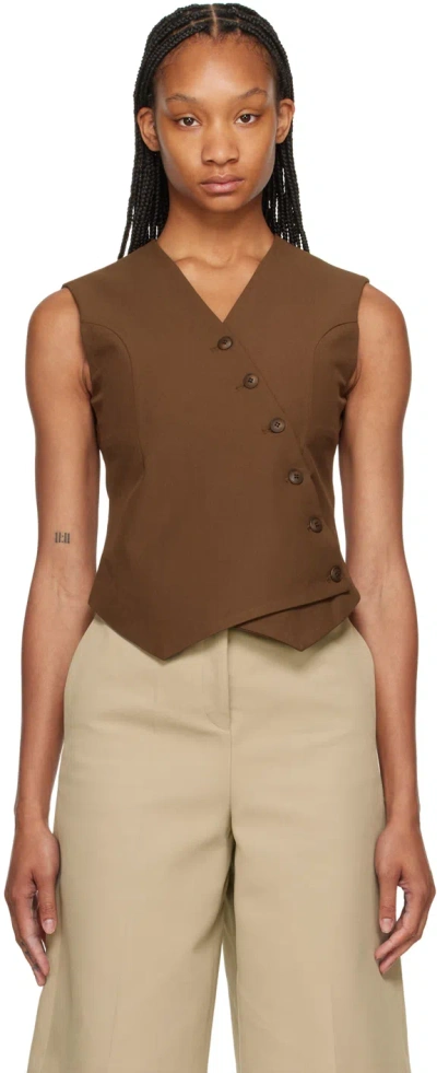 The Frankie Shop Brown Maesa Cross Vest