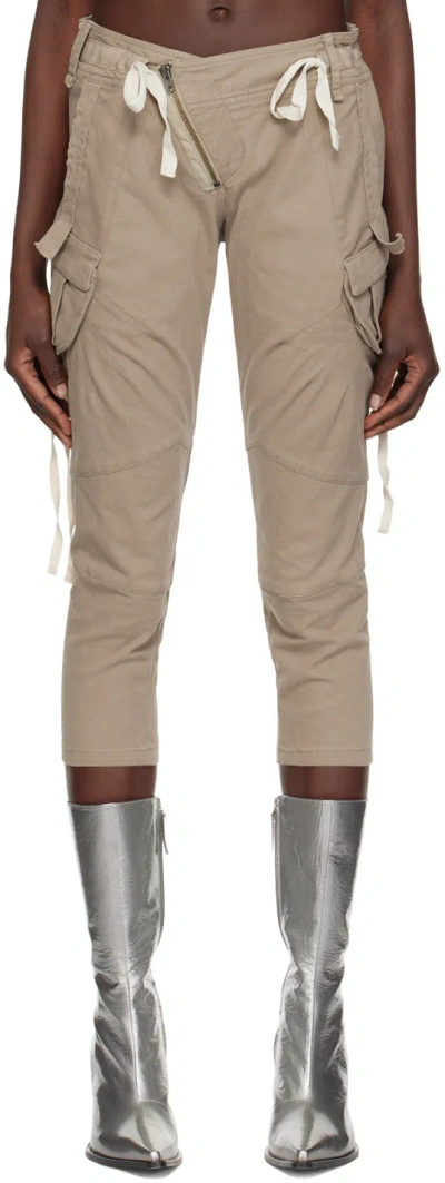 Ottolinger Taupe Cropped Trousers In Olive Grey