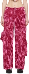 Collina Strada Lawn Printed Baggy Cargo Pants In Hot Pink