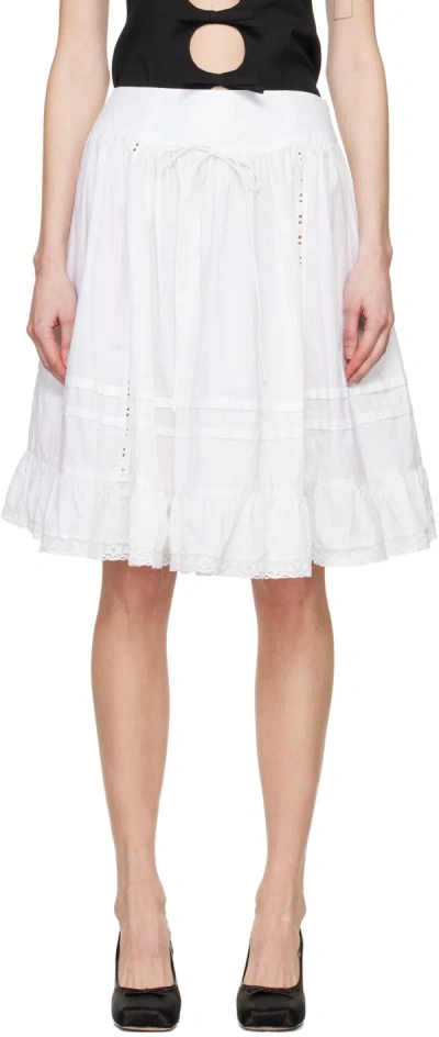Sandy Liang White Calico Midi Skirt In 100 White