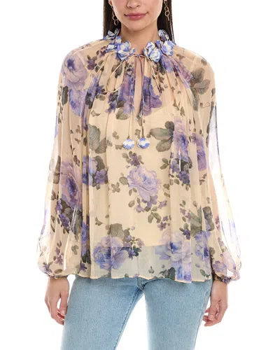 Zimmermann Lyrical Billow Floral Printed Blouse In Blue