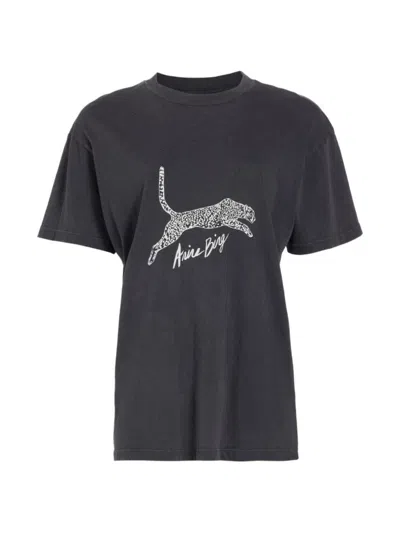 Anine Bing Walker Leopard-logo Organic Cotton T-shirt In Animal Print