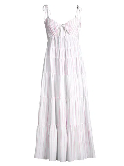 Cinq À Sept Women's A La Plage Ryley Striped Cotton-blend Midi Dress In White Bubblegum