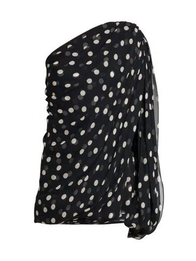 Stella Mccartney Polka-dot Asymmetric Mini Dress In Black,white