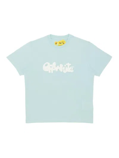 Off-white Little Kid's & Kid's Bubble Logo T-shirt In Off White Blue