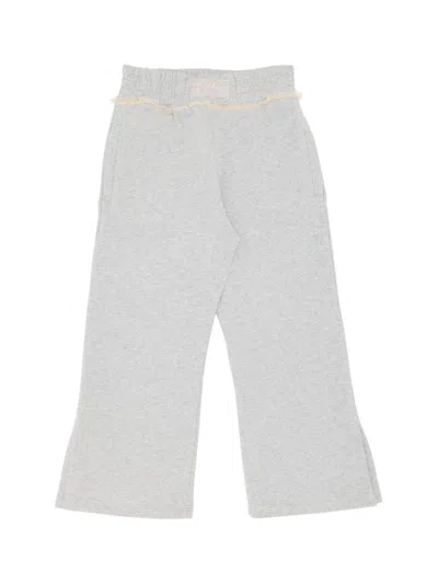 Off-white Little Girl's & Girl's Lace Wide-leg Sweatpants In Melange Grey Pink