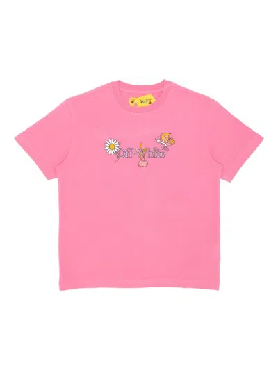 Off-white Little Girl's & Girl's Funny Flower T-shirt In Fuchsia Lilac