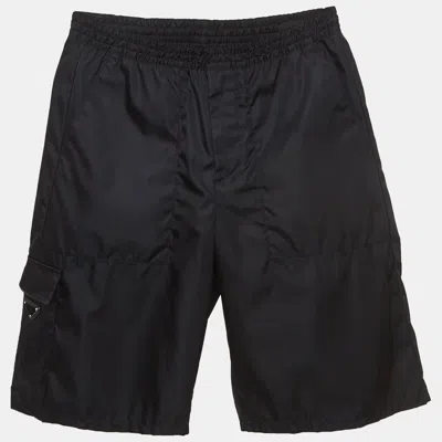 Pre-owned Prada Black Re-nylon Drawstring Bermuda Shorts S