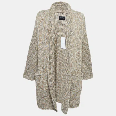 Pre-owned Zadig & Voltaire Brown Plain Knit Open Front Long Cardigan M/l