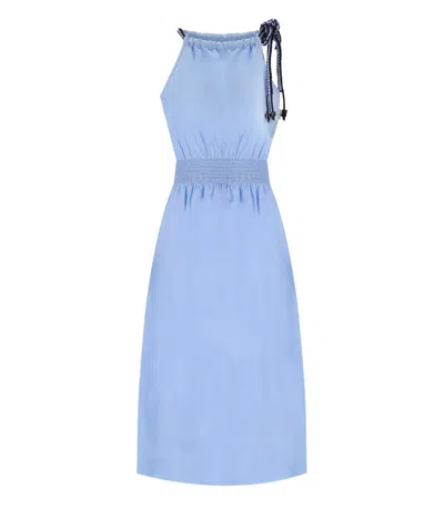 Essentiel Antwerp Fergie Light Blue Midi Dress In Hell Blau