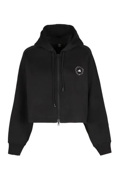 Adidas By Stella Mccartney Logo-print Zip-up Hoodie In Black