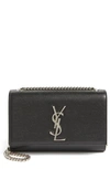 Saint Laurent Small Kate Grained Leather Crossbody Bag In Noir