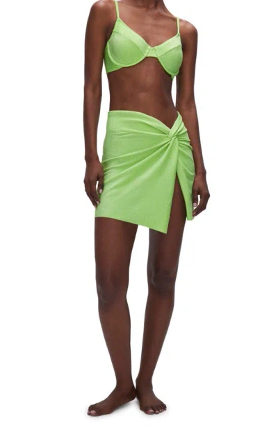 Good American Twist Mini Sarong Swim Cover-up In Electric Lime002