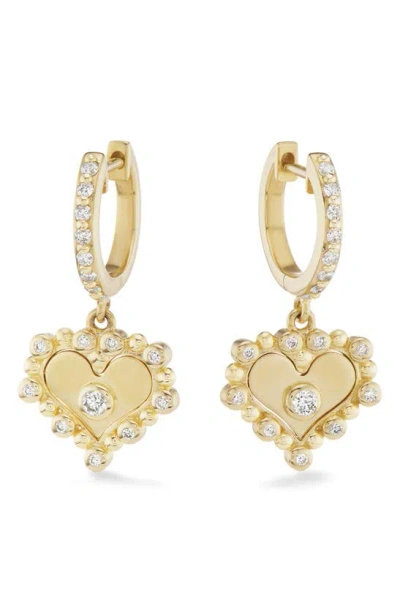 Orly Marcel Women's Heart 18k Yellow Gold & 0.31 Tcw Natural Diamond Drop Earrings