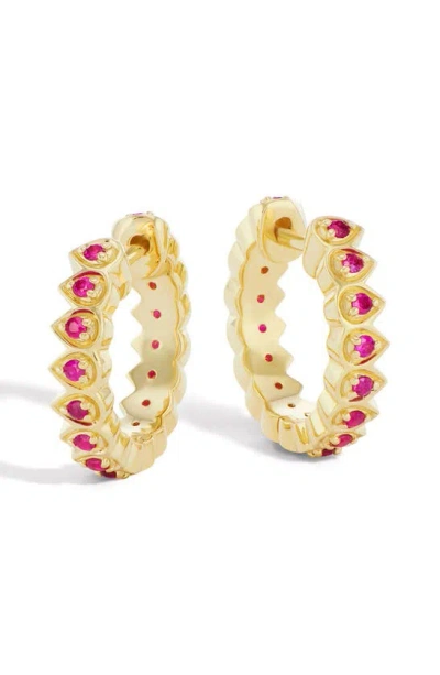 Orly Marcel Women's Mandala Petal 18k Yellow Gold & Pink Sapphire Huggie Hoop Earrings