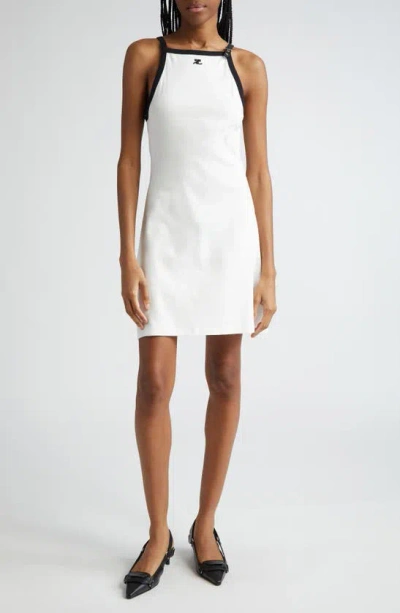 Courrèges Women's Buckle Strap Cotton Minidress In Heritage White Black