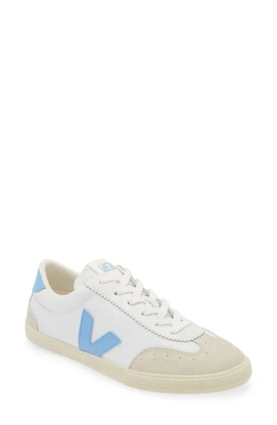 Veja Volley Low-top Court Sneakers In White/ Aqua