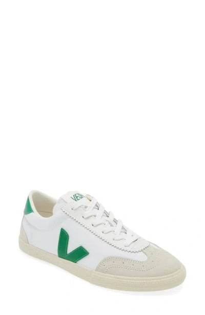 Veja Volley Leather And Suede-trimmed Canvas Sneakers In White