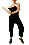 Fp Movement Hot Shot Cuddle Up Chenille Jumpsuit In Black