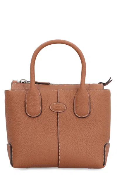 Tod's Di Leather Tote Bag In Saddle Brown