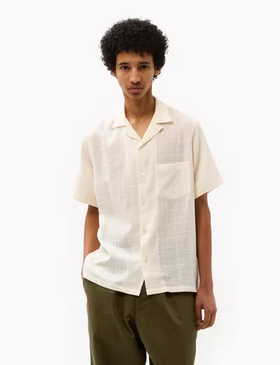 Portuguese Flannel Grain Cotton Short Sleeve Shirt In White