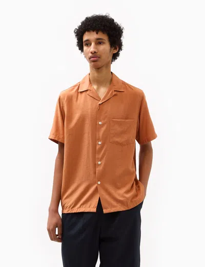 Portuguese Flannel Face Short Sleeve Shirt In Orange