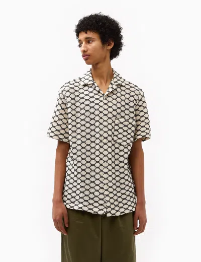 Portuguese Flannel Net Short Sleeve Shirt In Black