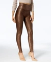 Spanx Women's Faux-leather Tummy Control Leggings In Bronze Metal
