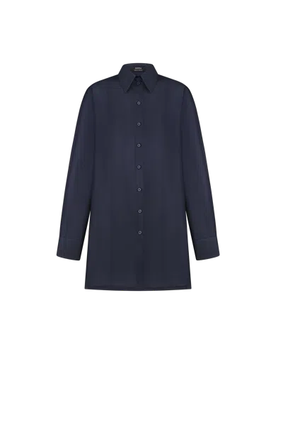 Innna Navy Blue Silk Loose Shirt By