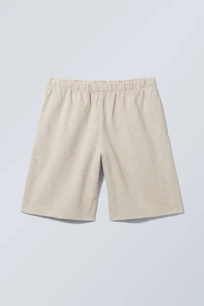 Weekday Relaxed Linen Blend Shorts In White