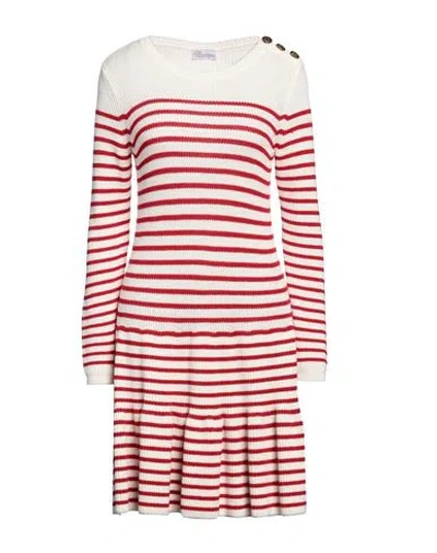 Red Valentino Striped Ribbed-knit Wool Mini Dress In White