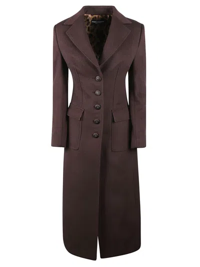 Dolce & Gabbana Coats In Marrone Scuro