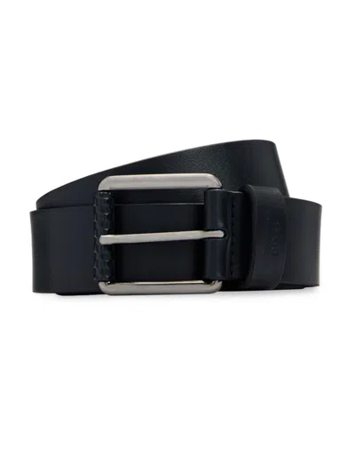 Hugo Boss Porsche X Boss Italian-leather Belt With Branded Keeper In Dark Blue