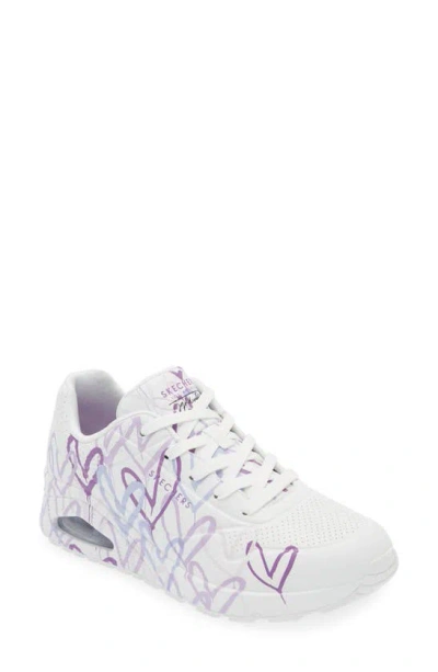 Skechers Uno Spread The Love Sneaker In White,purple