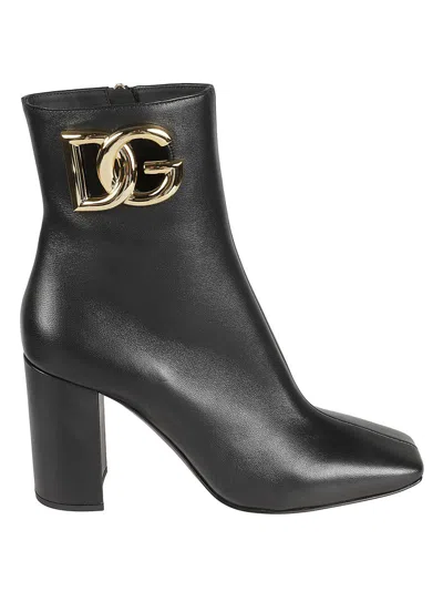 Dolce & Gabbana Black Dg Ankle Boot In White