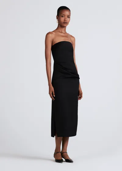 Derek Lam Harriet Strapless Midi Dress In Black