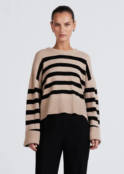 Derek Lam Farah Stripe Crewneck Sweater In Brown