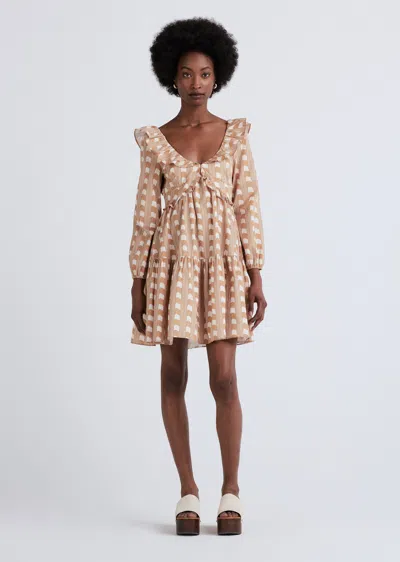 Derek Lam Daina V-neck Ruffle Dress In Brown