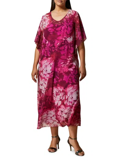 Marina Rinaldi Print Georgette Maxi Dress In Cyclamen