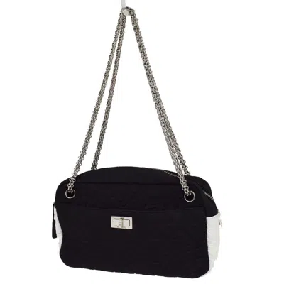Pre-owned Chanel 2.55 Black Canvas Shoulder Bag ()
