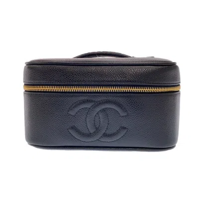 Pre-owned Chanel Vanity Black Leather Clutch Bag ()