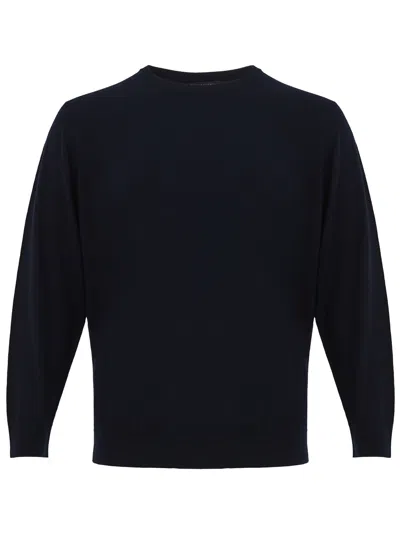 Colombo Elegant Blue Wool Round Neck Men's Sweater