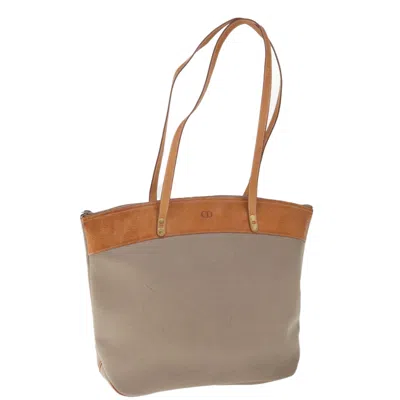 Dior Cd Grey Canvas Tote Bag () In Orange