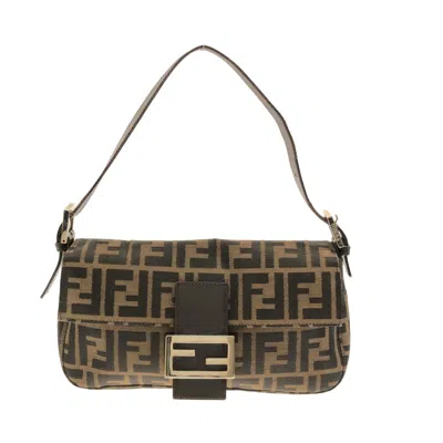 Fendi Mamma Baguette Brown Canvas Shoulder Bag ()