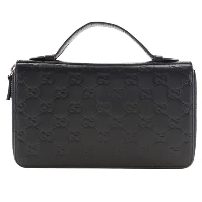 Gucci Travel Case Black Leather Wallet  ()