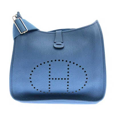 Hermes Hermès Evelyne Blue Leather Shoulder Bag ()