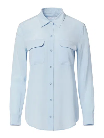 Equipment Long-sleeve Silk Shirt In Light Blue