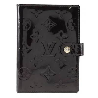 Pre-owned Louis Vuitton Agenda Mm Brown Patent Leather Wallet  ()